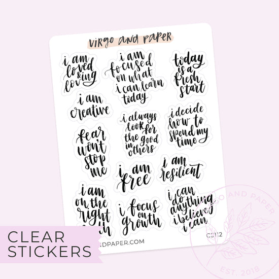 Clear Affirmation Script Stickers