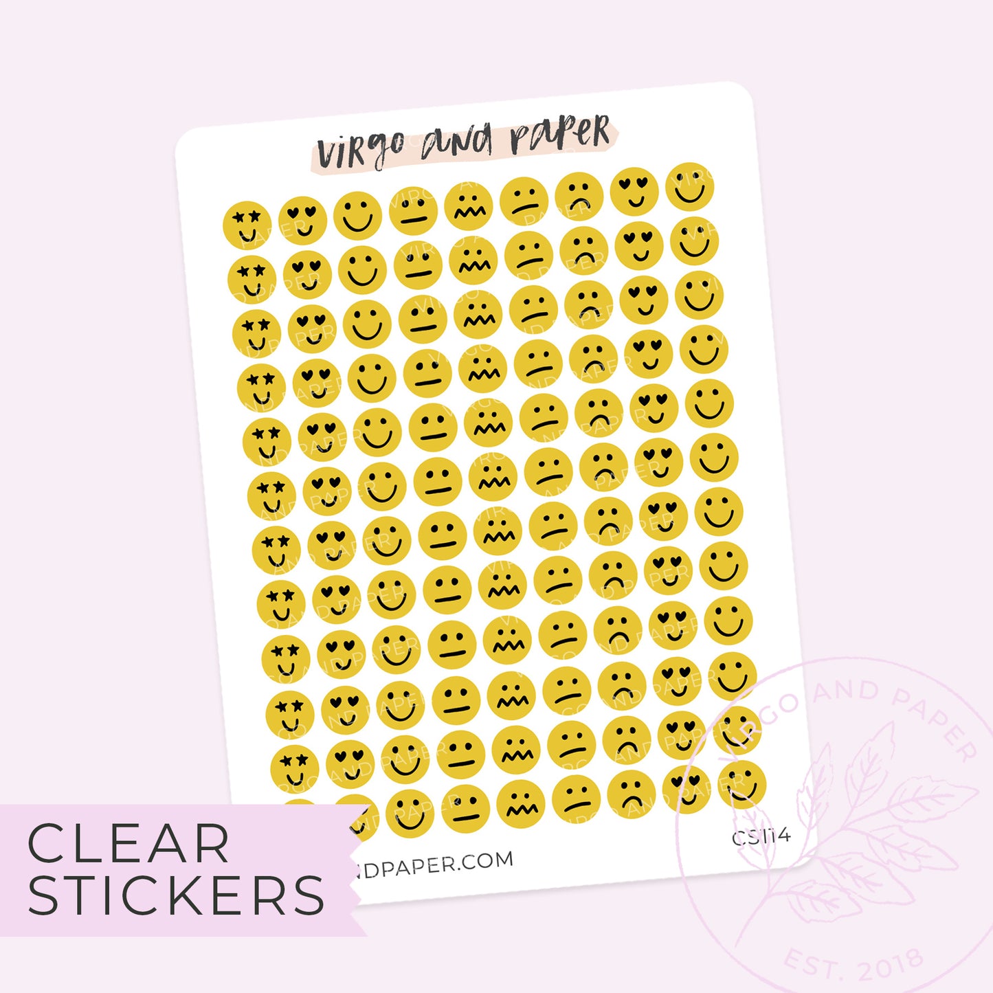 Clear Mood Emoji Stickers - Yellow