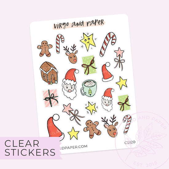 Clear Christmas Doodles Mini Sticker Sheet