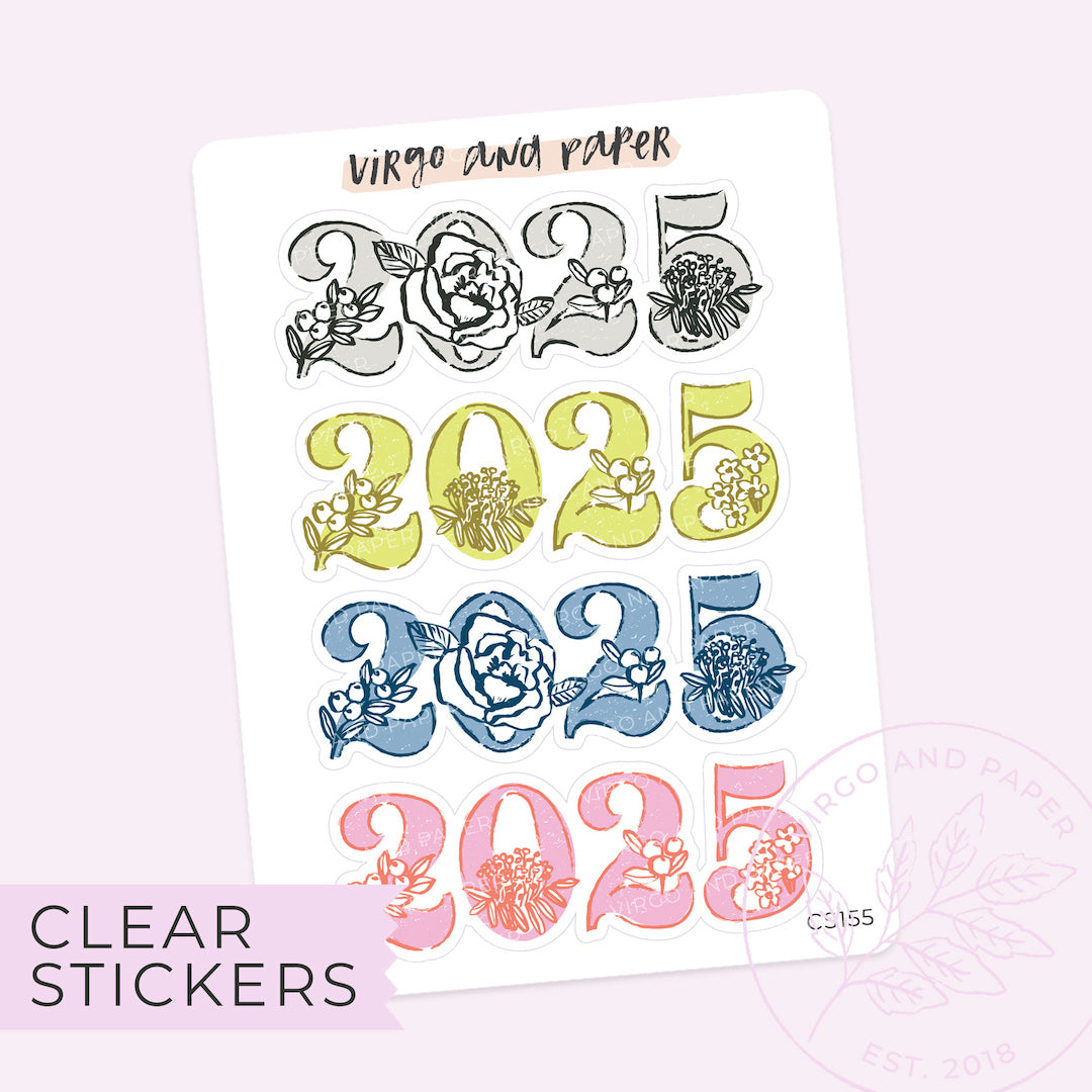 Clear 2025 Stickers Colorful Floral Virgo and Paper