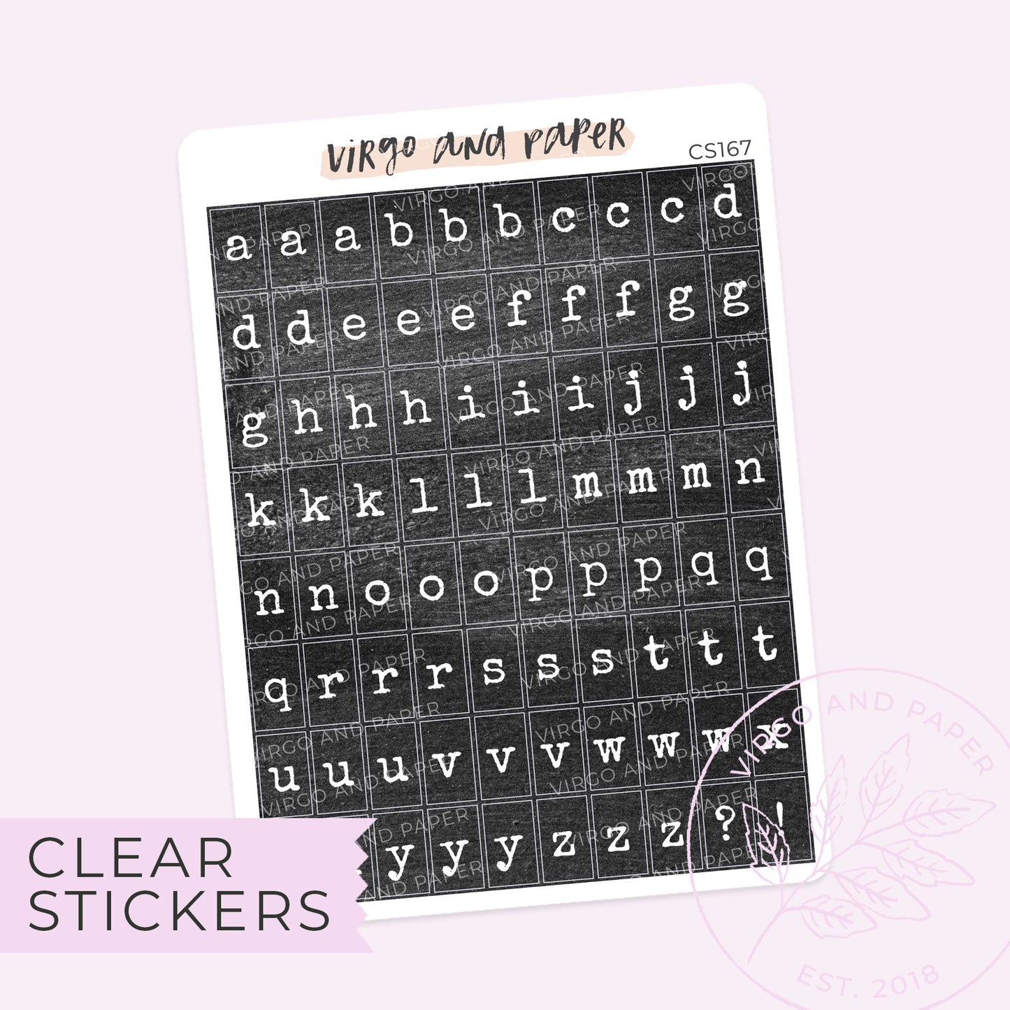Clear Typewriter Alphabet Stickers - Space Gray