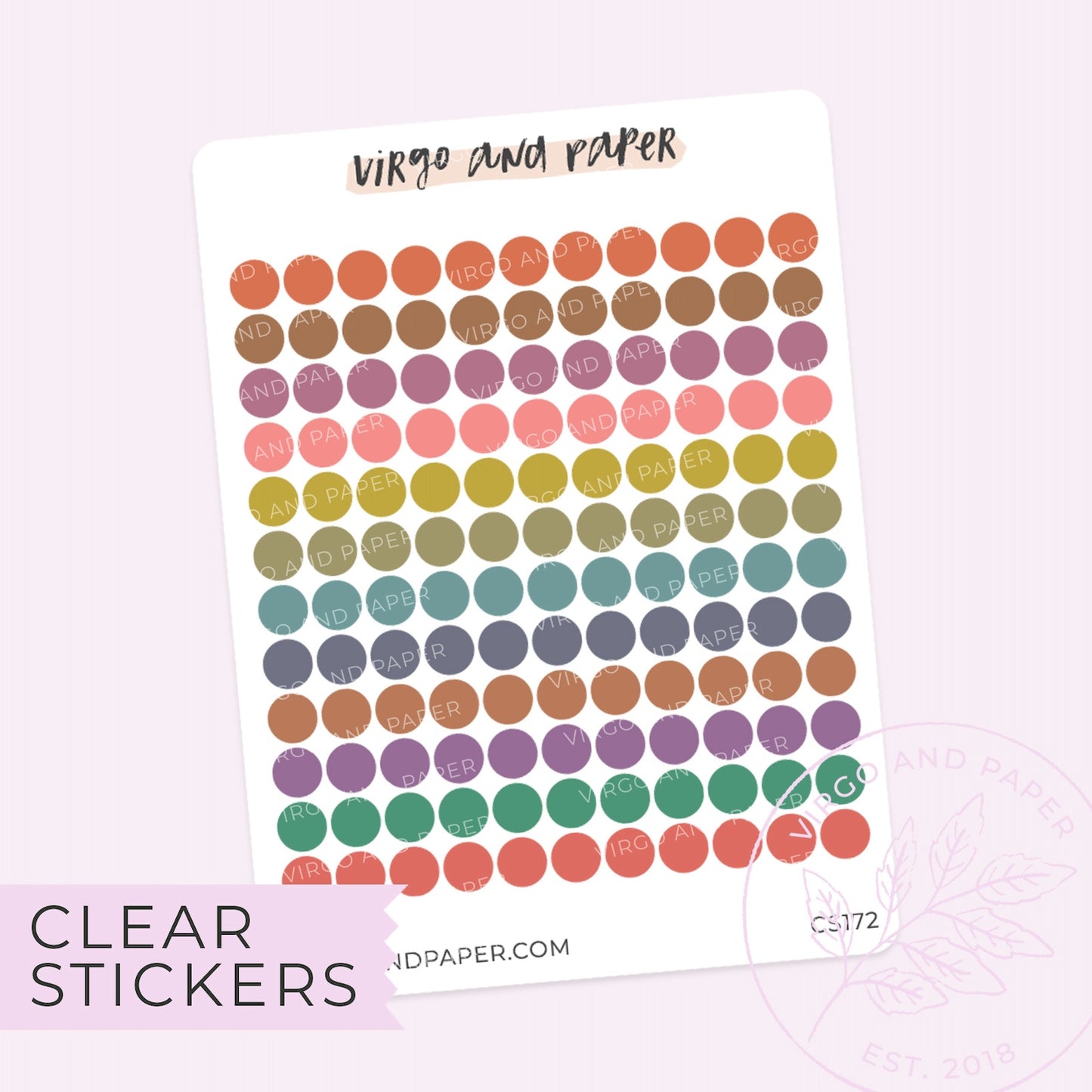 Clear 6mm Dot Stickers - Hobonichi Monthly Colors