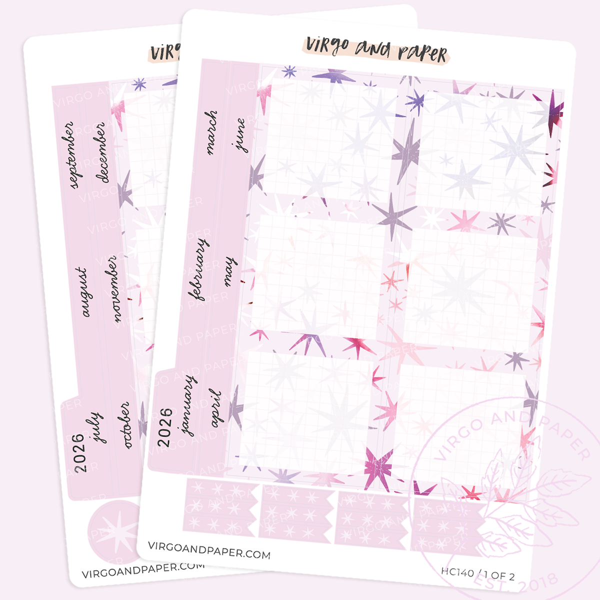 2026 H. Cousin Yearly Index Sticker Kit - Envision Pink Stars