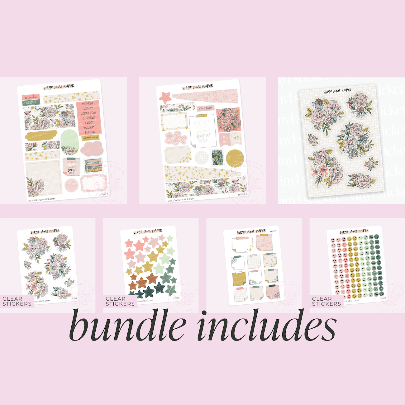 To Be Read Floral Collection Journaling Sticker Bundle