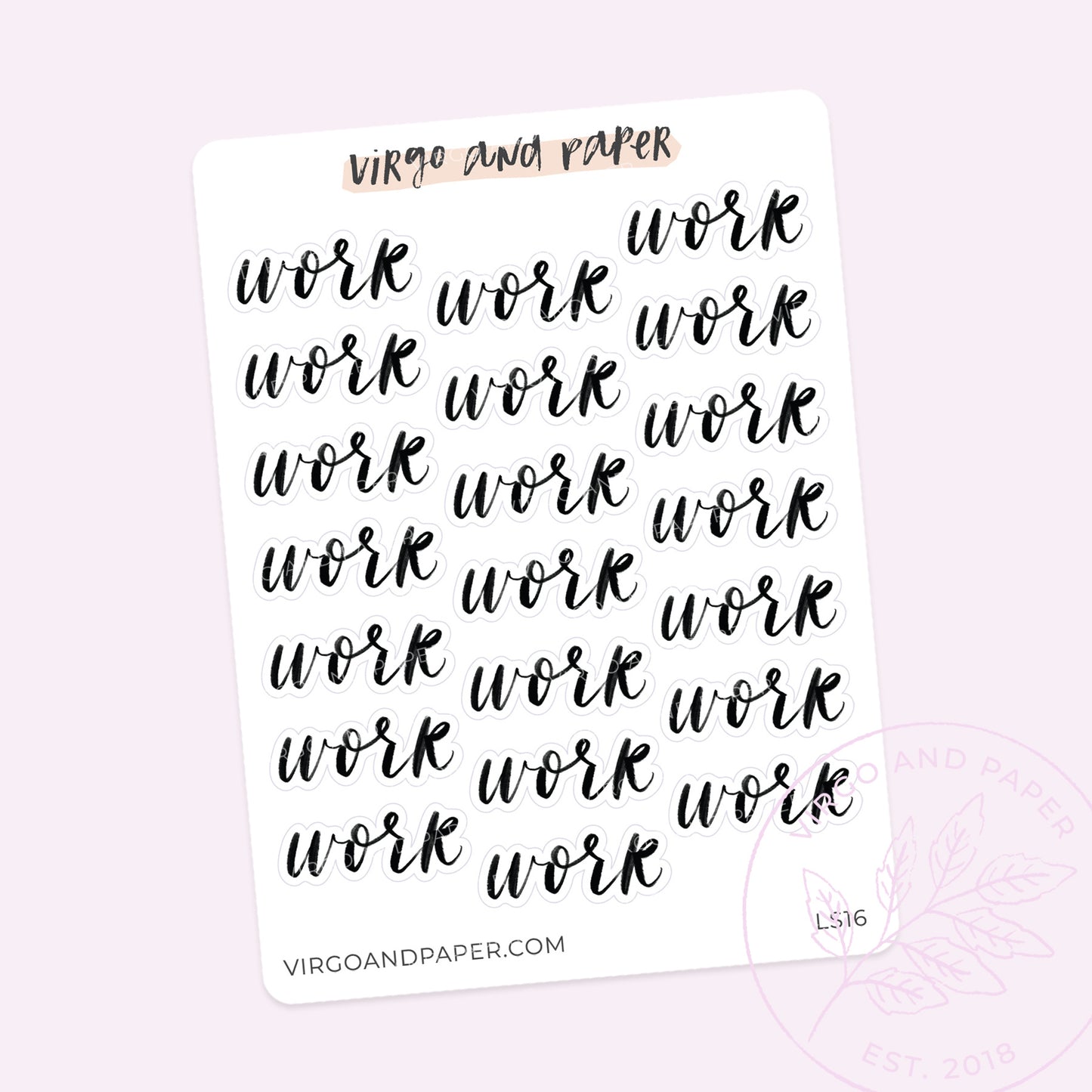 Work Hand Lettered Script Stickers