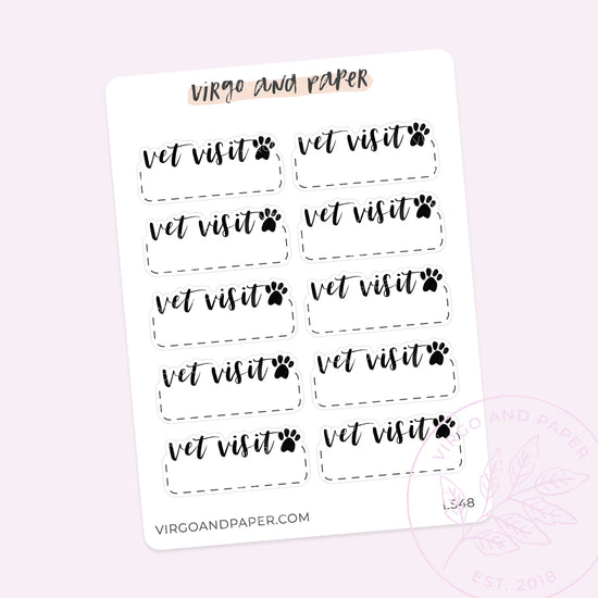 Vet Visit Hand Lettered Script Stickers