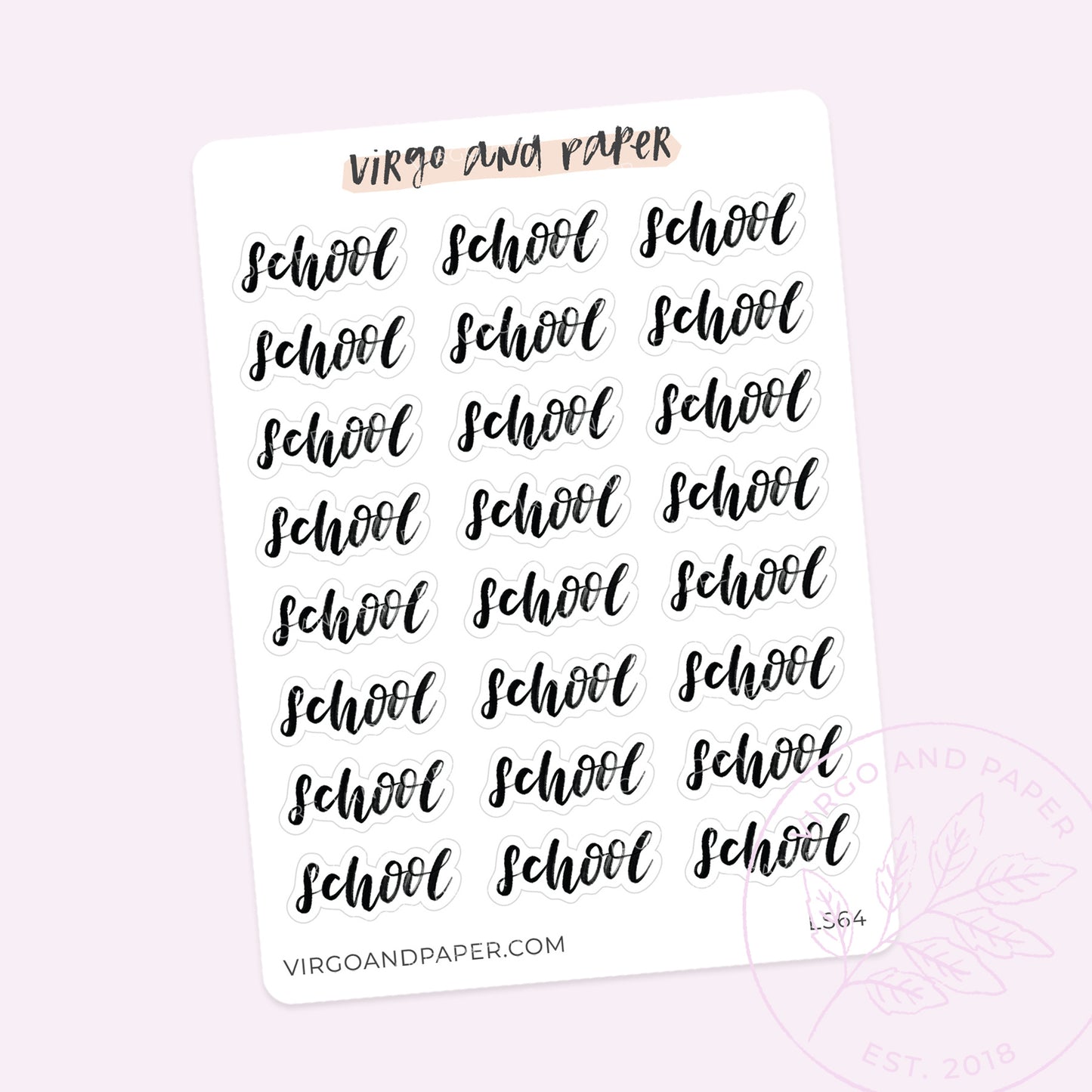 School Hand Lettered Script Stickers