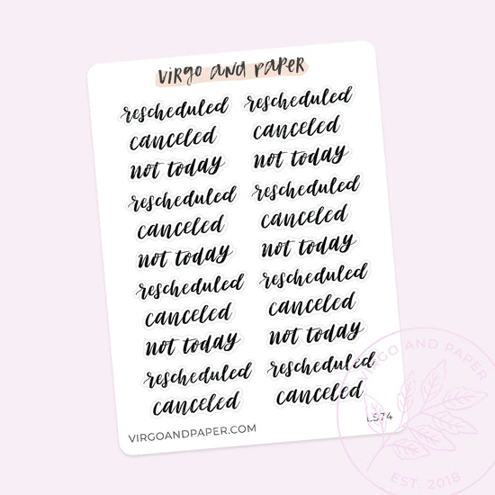 Canceled Hand Lettered Script Stickers
