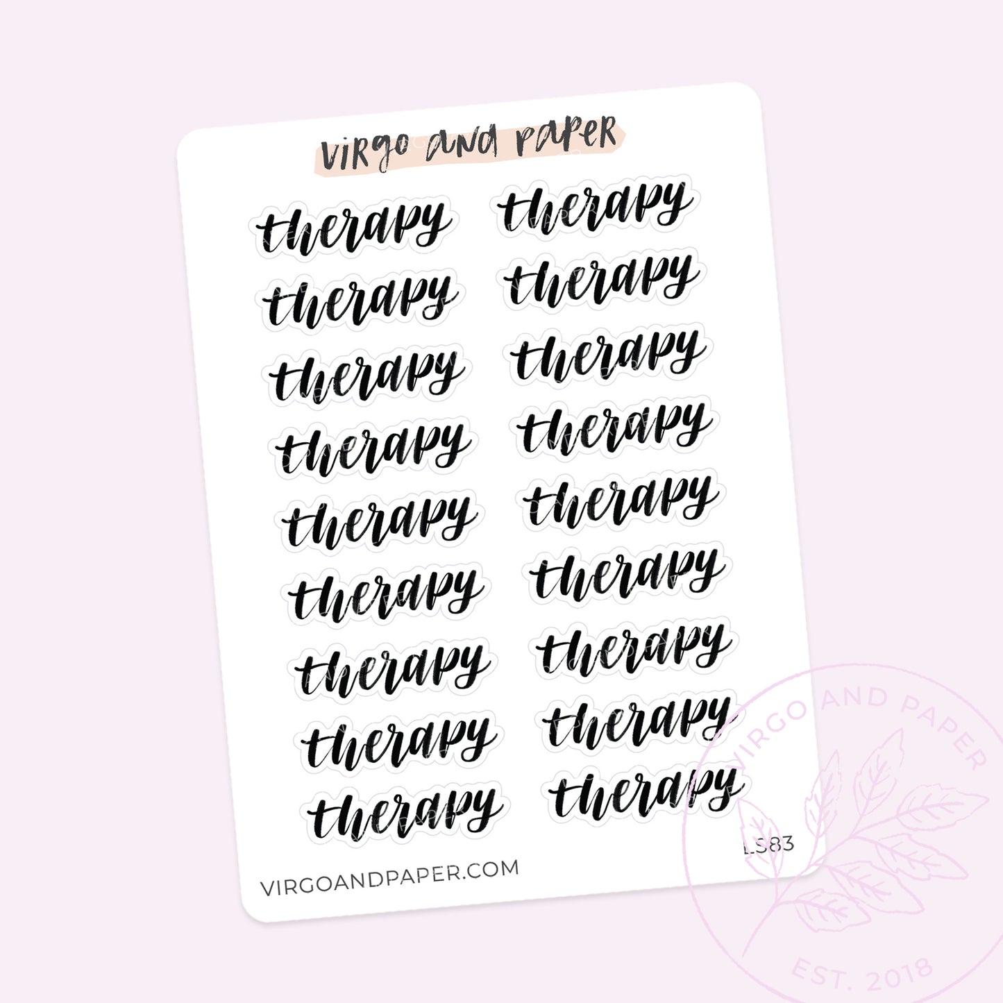 Therapy Hand Lettered Script Stickers