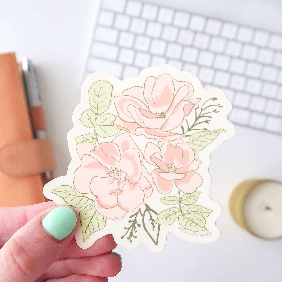 Clear Floral Cross Stickers – Virgo and Paper