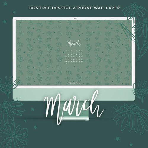 March 2025 Illustrated Desktop & Phone Wallpaper