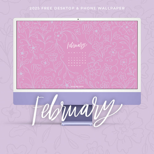 February 2025 Illustrated Desktop & Phone Wallpaper