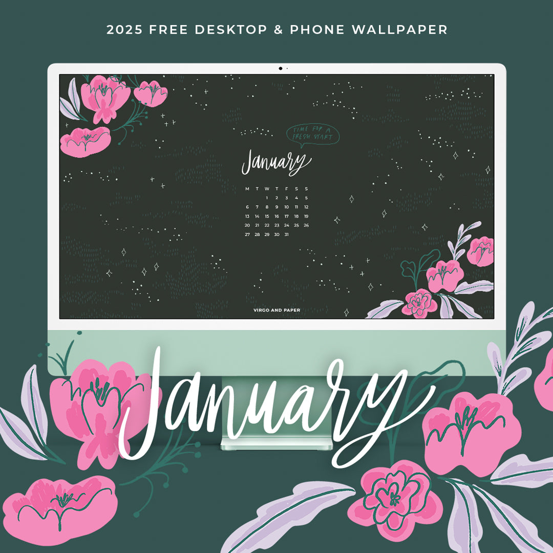 January 2025 Illustrated Desktop & Phone Wallpaper