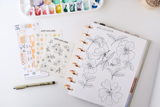sketchbook with planner stickers | virgo and paper