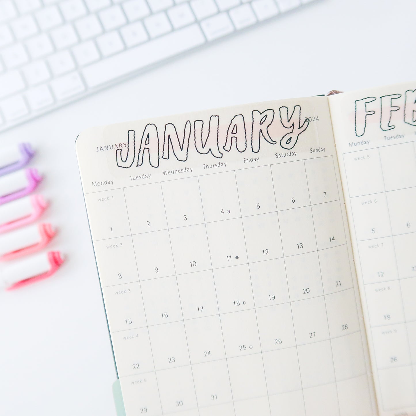 Clear Jan-Dec Months of the Year Bold Brush Lettered Labels in Pink ...