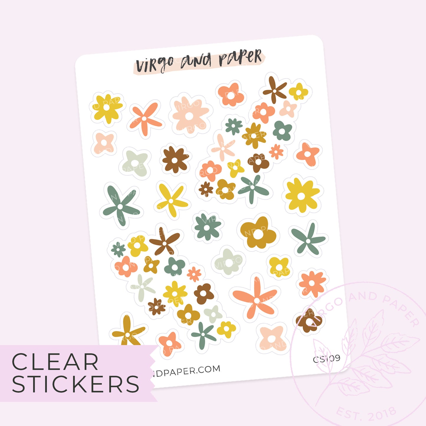 Load image into Gallery viewer, Clear Frolic Floral Shape Stickers
