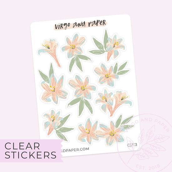Load image into Gallery viewer, Clear Lily Stickers
