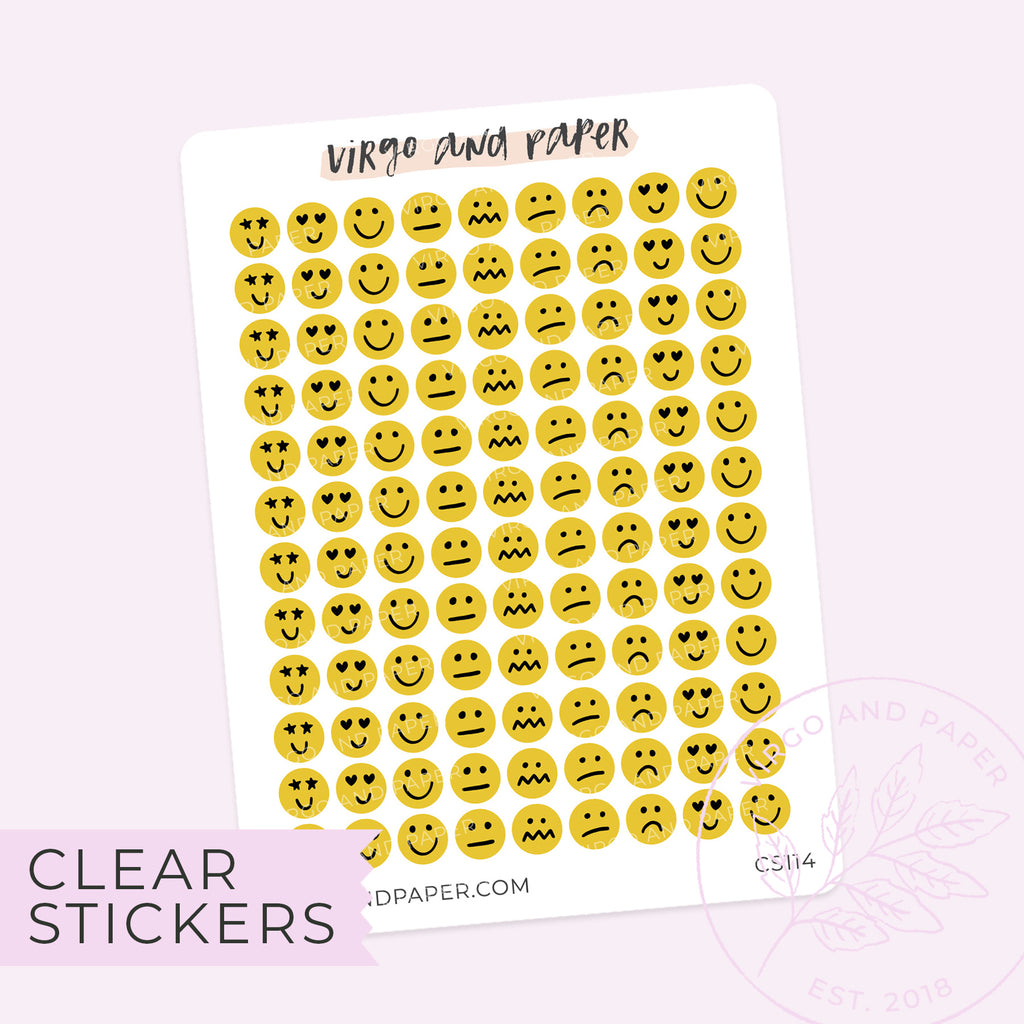 Clear Classic Smiley Face Stickers – Virgo and Paper