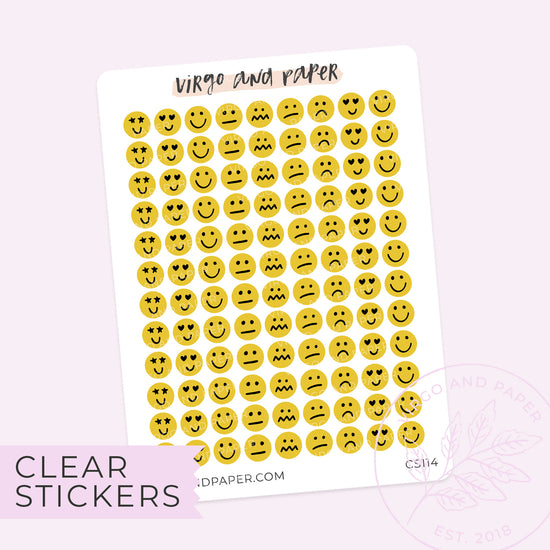 Load image into Gallery viewer, Clear Mood Emoji Stickers - Yellow
