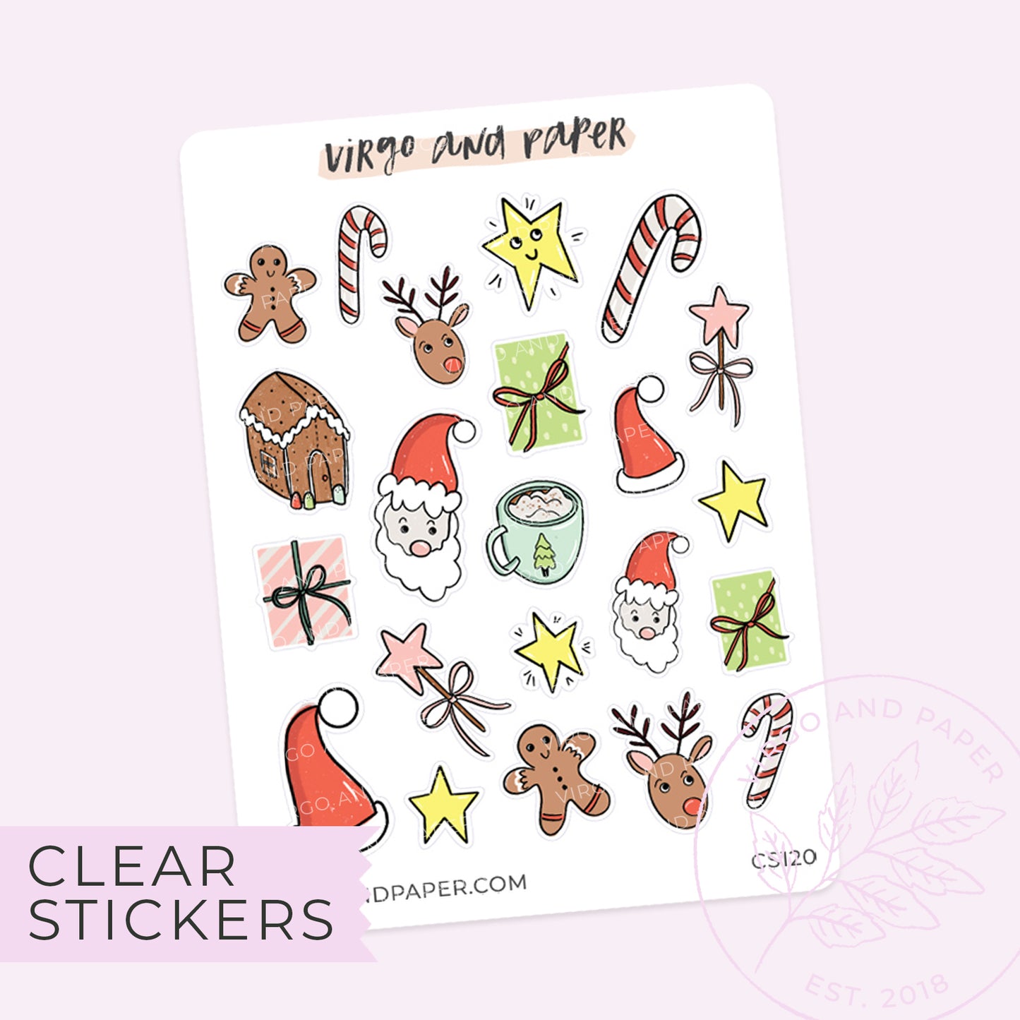 Load image into Gallery viewer, Clear Christmas Doodles Mini Sticker Sheet
