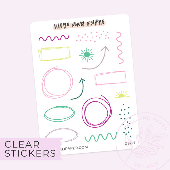Clear Accent Doodle Stickers - Colorful