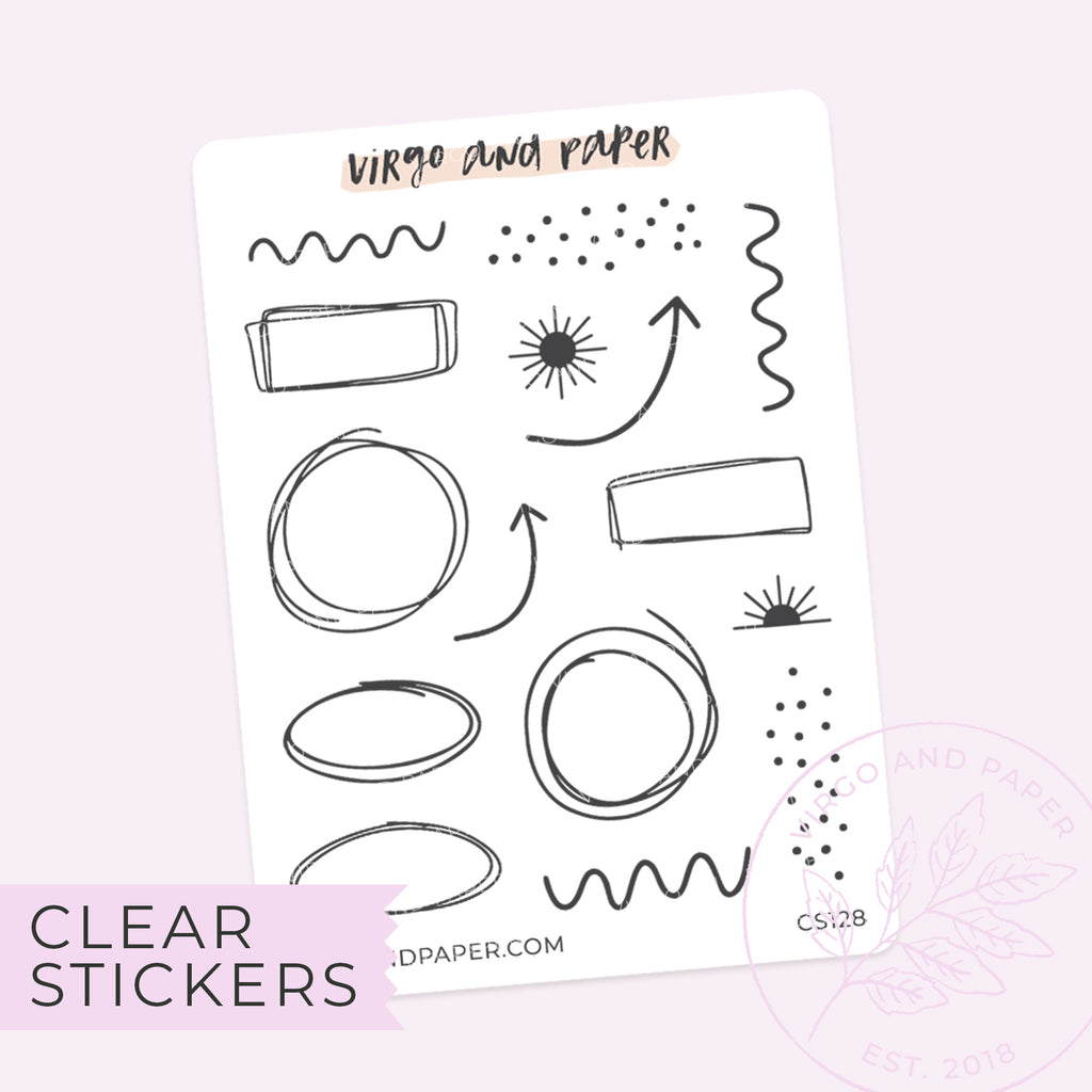 Clear Weather Large Doodle Stickers – Virgo and Paper