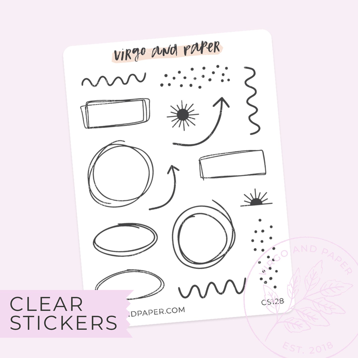 Clear Accent Doodle Stickers - Neutral