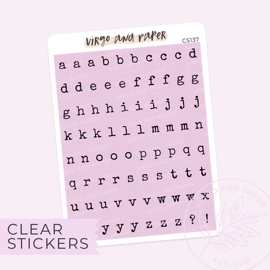 Clear Typewriter Alphabet Stickers - Orchid