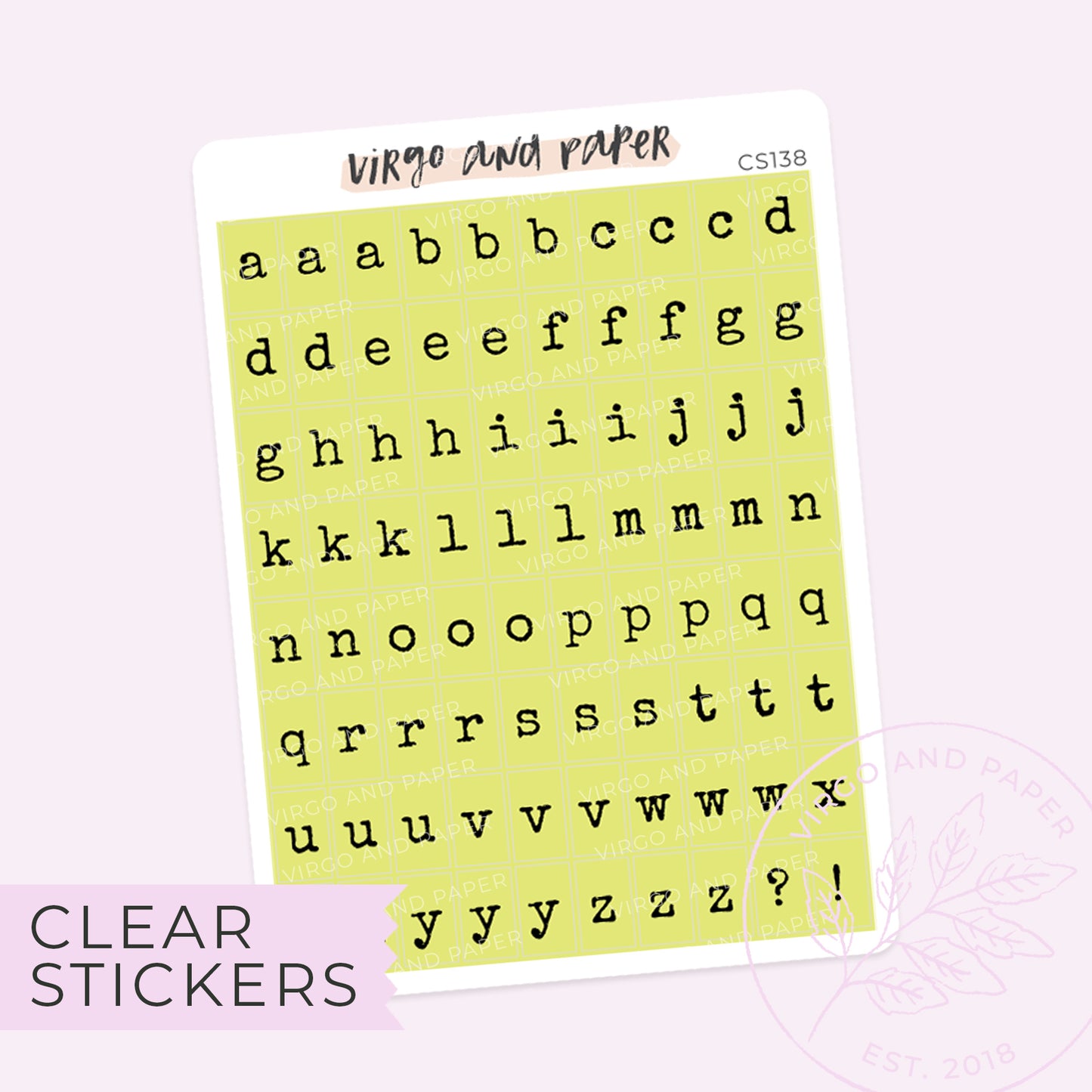 Load image into Gallery viewer, Clear Typewriter Alphabet Stickers - Neon
