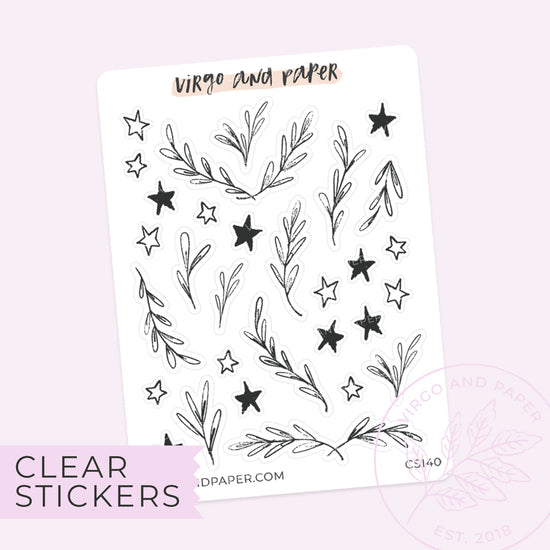 Clear Stars & Leaves Decorative Stickers