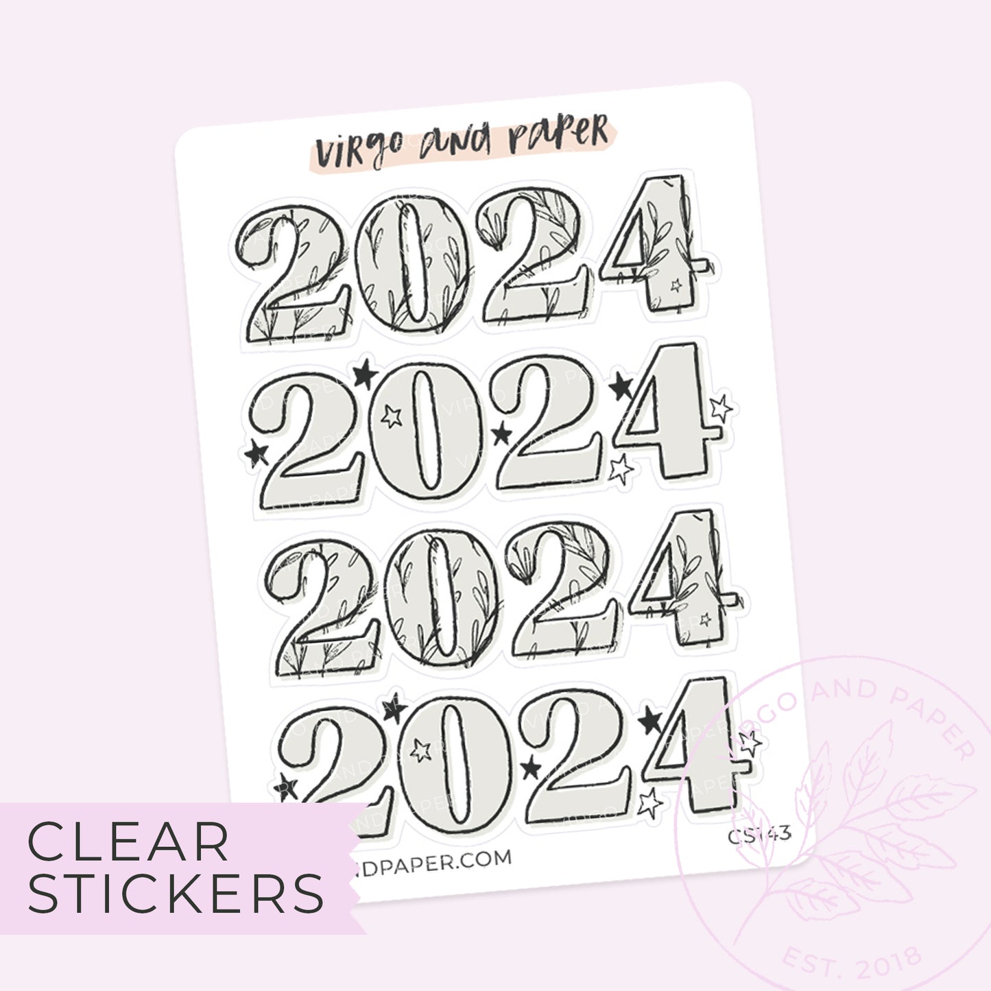 Clear 2024 Stickers - Neutral Stars & Leaves