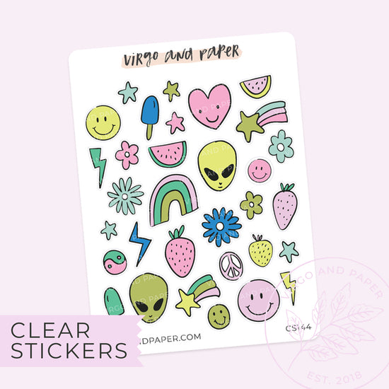 Load image into Gallery viewer, Clear 1990s Nostalgia Doodle Stickers
