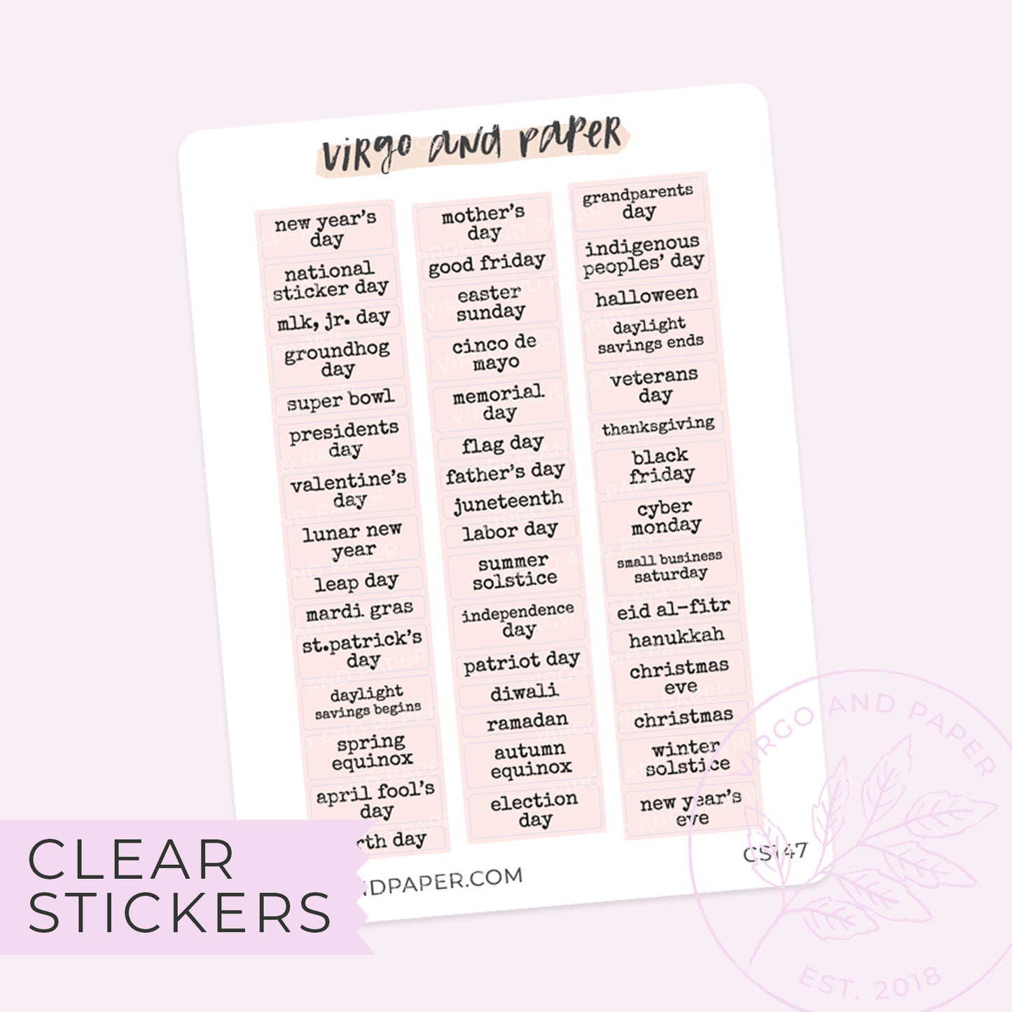 Pink Sticker Transparent Loading Clear Holiday Stickers - Virgo and Paper