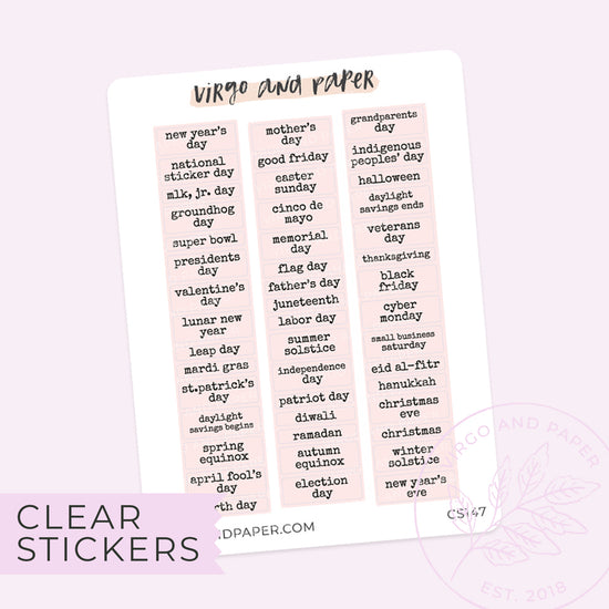 Clear Pink Holiday Stickers