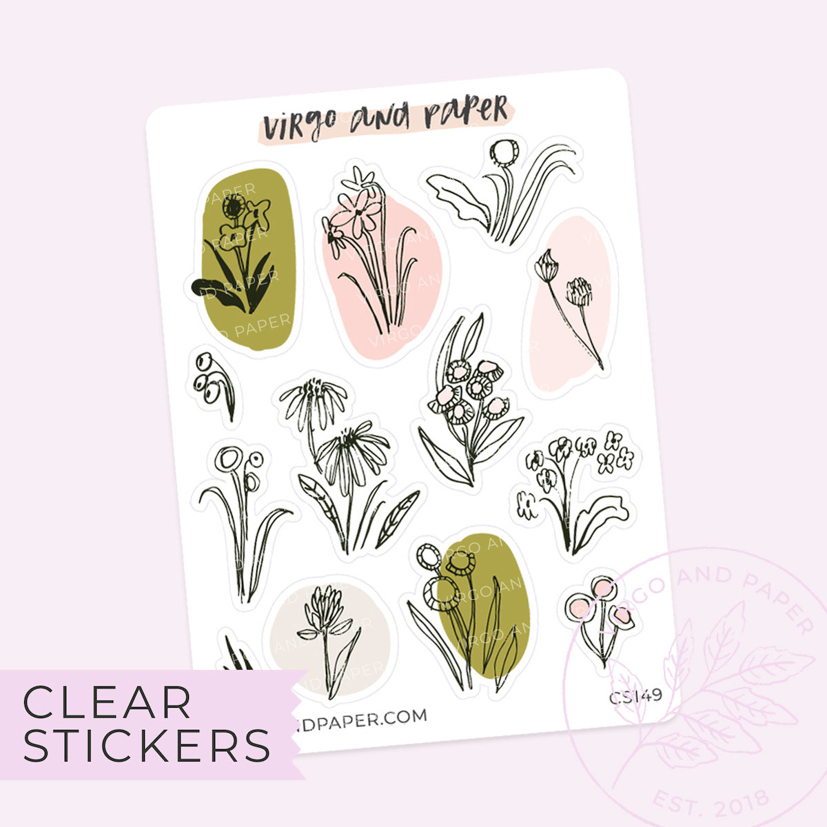 Clear Meadow Floral Shapes Decorative Stickers