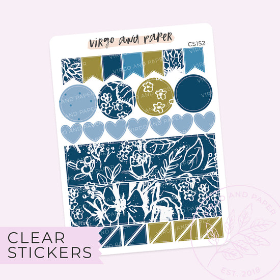 Sunprint Floral Clear Shape Stickers - Blue