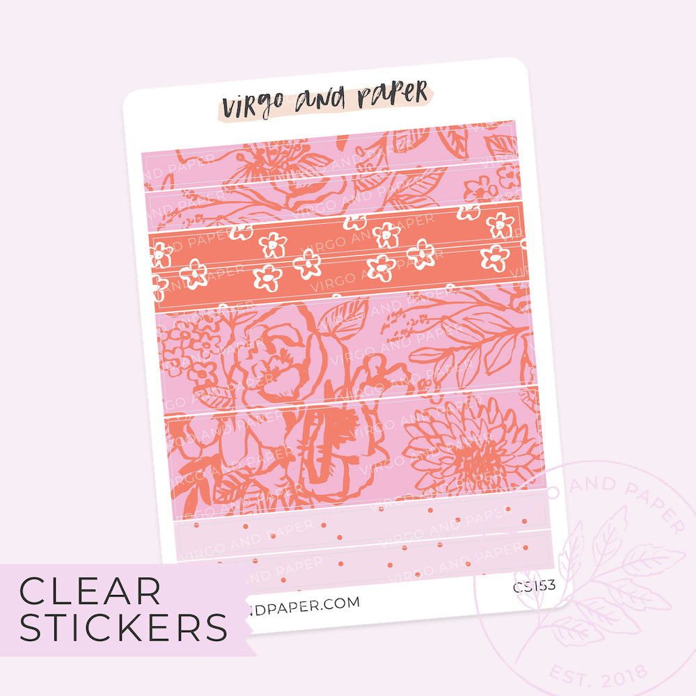 Sunprint Floral Clear Washi Stickers - Pink