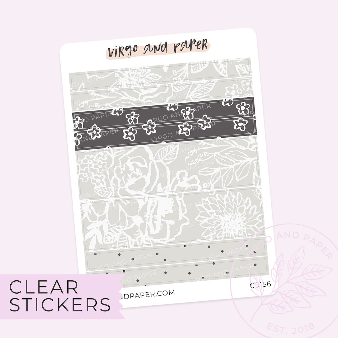 Sunprint Floral Clear Washi Stickers - Neutral