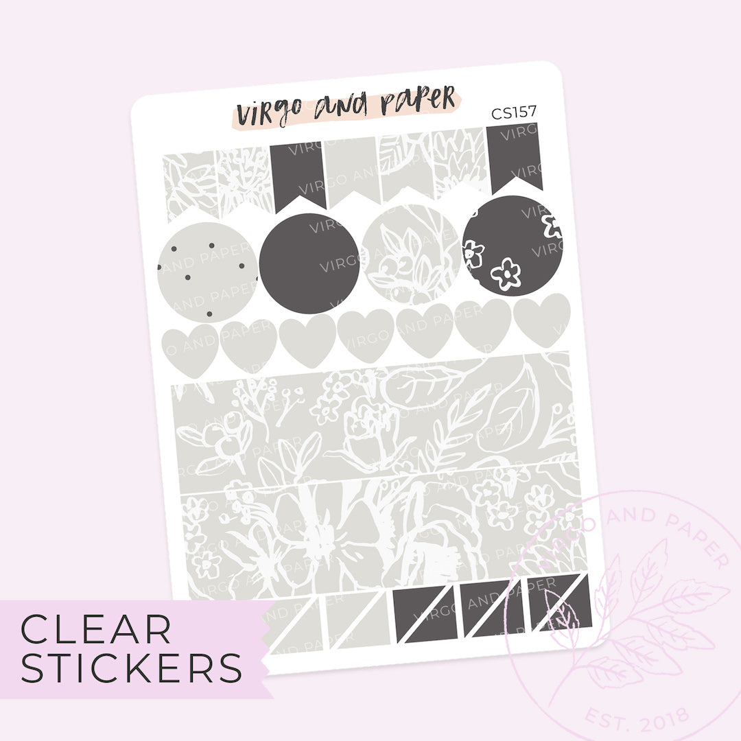 Sunprint Floral Clear Shape Stickers - Neutral