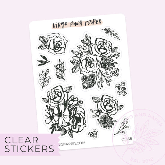 Clear Sunprint Floral Stickers - Neutral