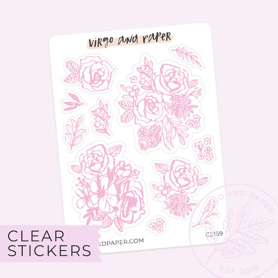 Clear Sunprint Floral Stickers - Pink