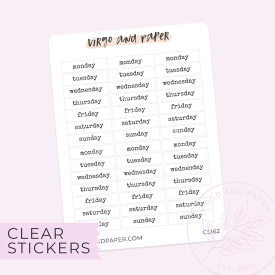 Clear Mini Days of the Week Stickers