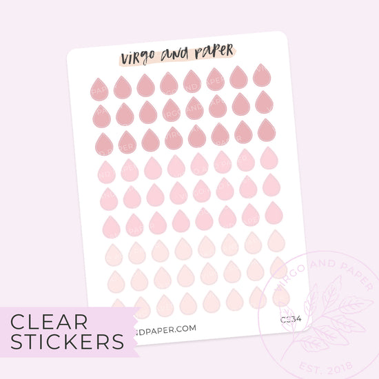 Clear Pink Teardrop Stickers