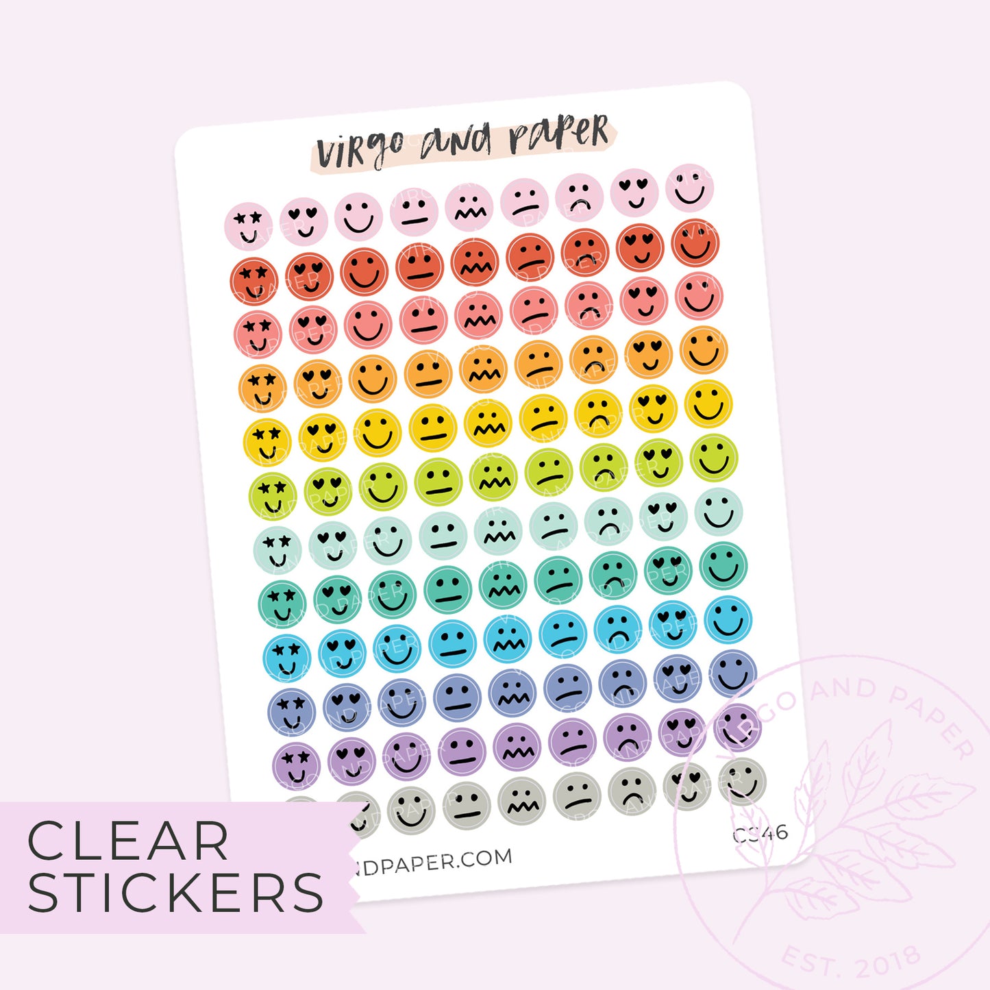 Clear Mood Emoji Stickers - Rainbow