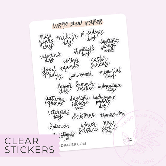 Clear Holidays Script Stickers
