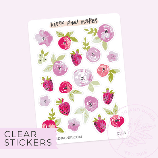 Summer Berry Clear Floral Stickers