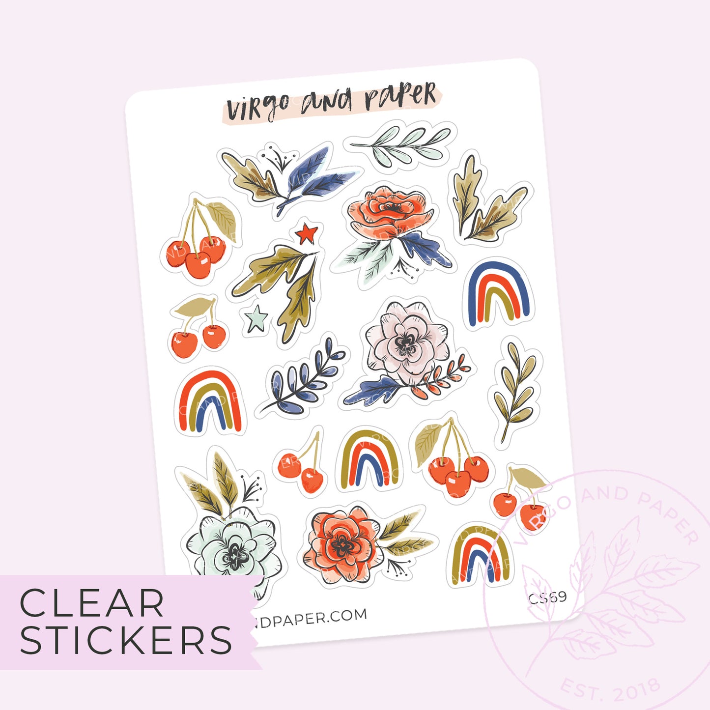 Stars & Stripes Clear Floral Stickers