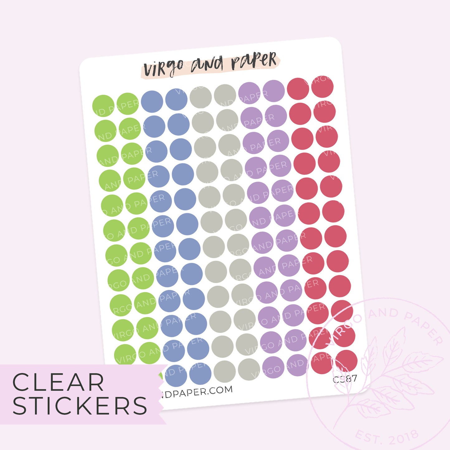 Highlighter Colors Clear Dot Stickers - Blue Colorway