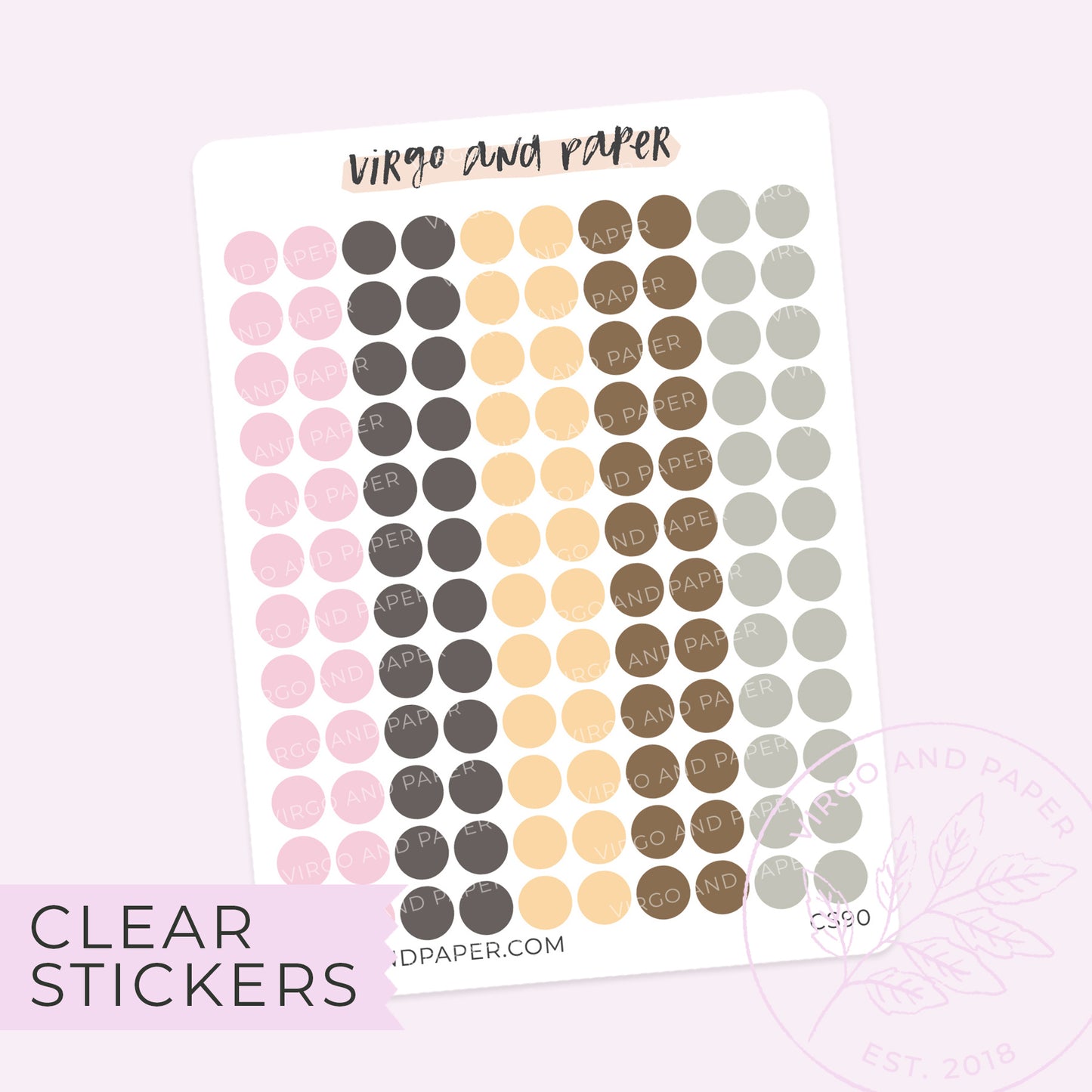 Highlighter Colors Clear Dot Stickers - Neutrals