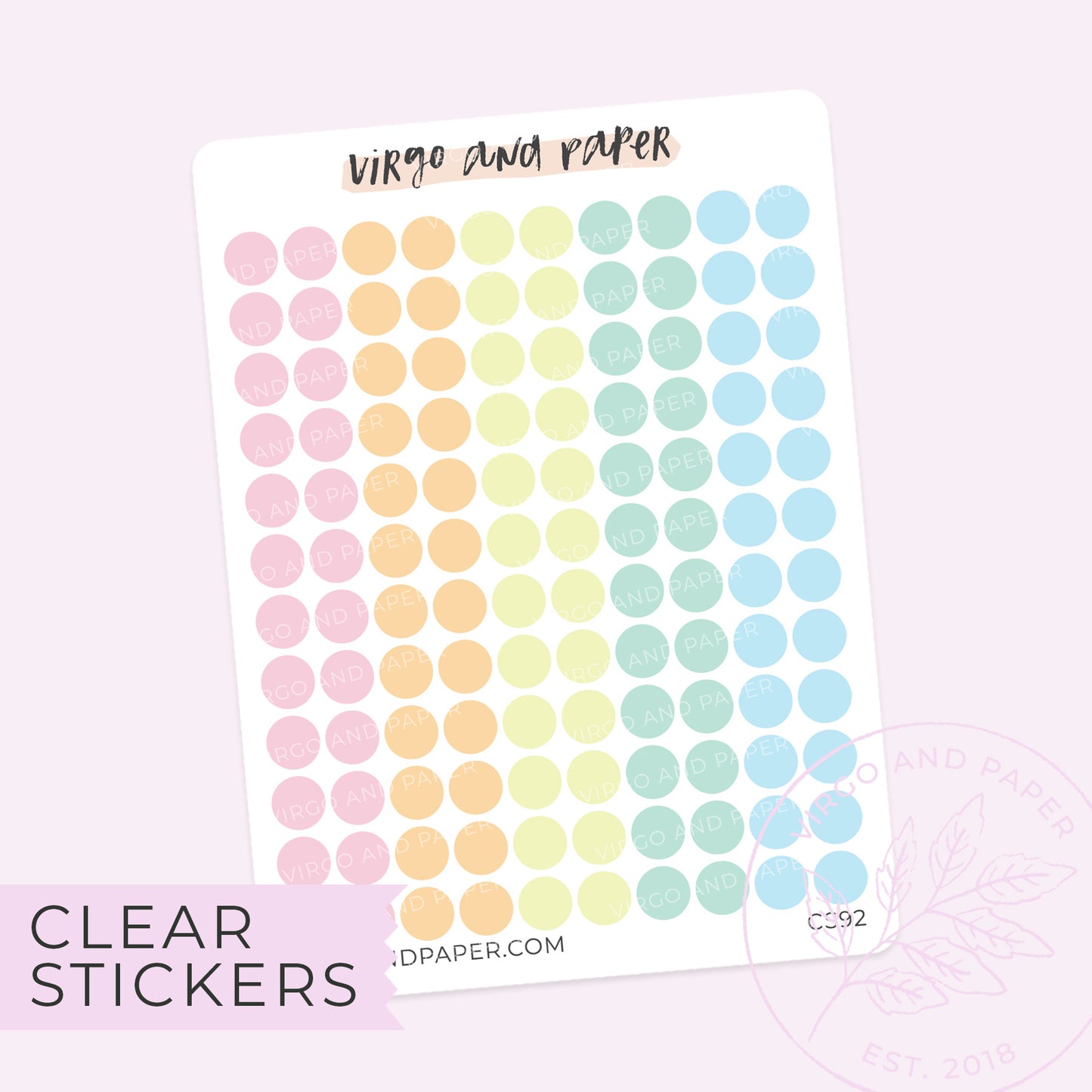 Highlighter Colors Clear Dot Stickers - Pink Colorway